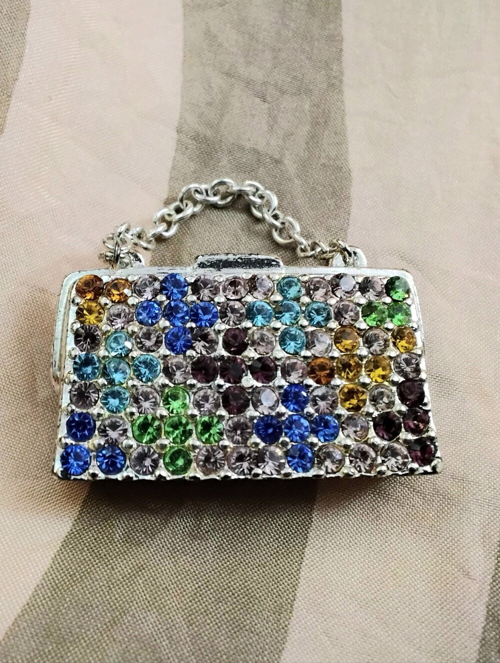 Vintage Monet Colorful Rhinestone Purse Brooch/pin
